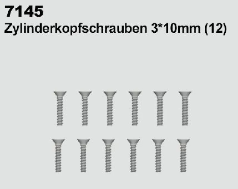 7145 Zylinderkopfschrauben 3 x 10mm Original DF-Models Ersatzteil für  RC-Auto DF-4 Crawler XXL und DF-4J Crwler XXL