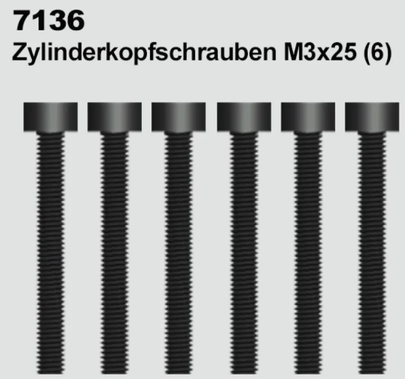 7136 Zylinderkopfschrauben M3 x 25 Original DF-Models Ersatzteil für  RC-Auto DF-4 Crawler XXL und DF-4J Crwler XXL